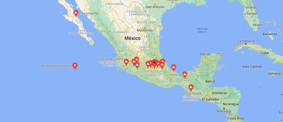 volcanes en mexico mapa
